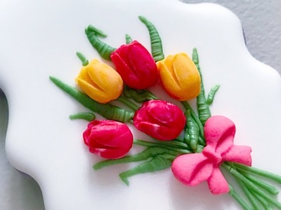 How to make simple Tulip Bouquet Cookies.
