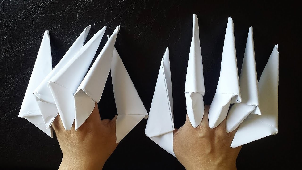 Коготь из бумаги видео. Бумажные когти. Ногти из бумаги. Когти из бумаги. Оригами когти.