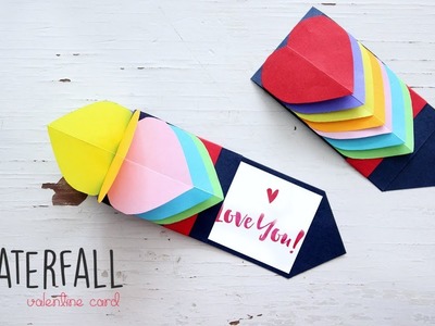 How to make Waterfall Card | Valentine Card | DIY Craft | Ventuno Art