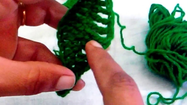 How to make woolen mango leaf with crochet
