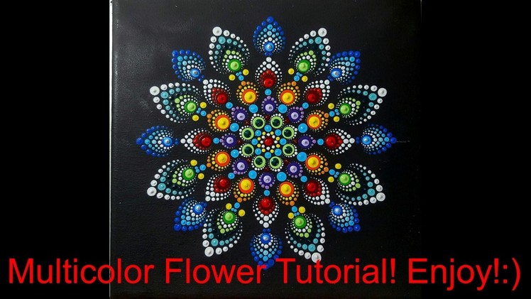 How to paint mandala for BEGINNERS!!#7 Multicolor Flower Tutorial(medium hard)