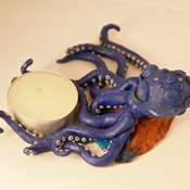 Octopus Candle Tea Light Holder Sea Life Blue Ocean Animals Themed Handmade