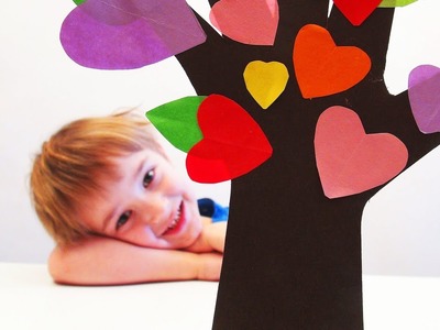 Paper crafts for kids VALENTINE'S LOVE TREE How to make Paper Tree for Valentine's Day