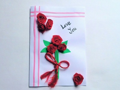 Rose Day Greeting Card || How to make Love Cards for Valentine Week ?