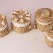 Sea Shell Trinket Box Rope Boxes Black White Striped Cute Handmade Little Storage Items (Medium Item)