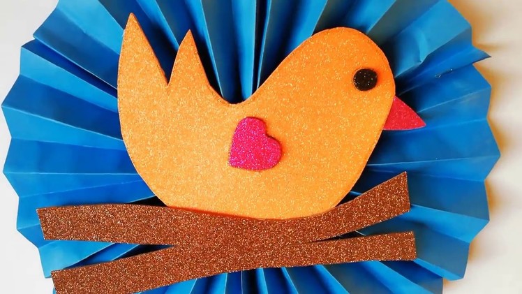 Valentine Day Card - How to make paper Bird, Sparrow | Kids Paper Arts and Crafts