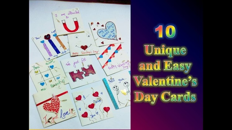 10 Valentine day cards. Easy and Unique handmade cards.Unique valentine gift ideas