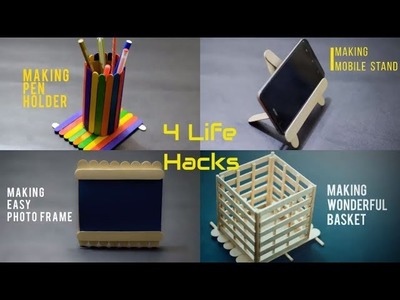 4 Amazing life hacks with Popsicle Sticks | IceCream Sticks DIY|