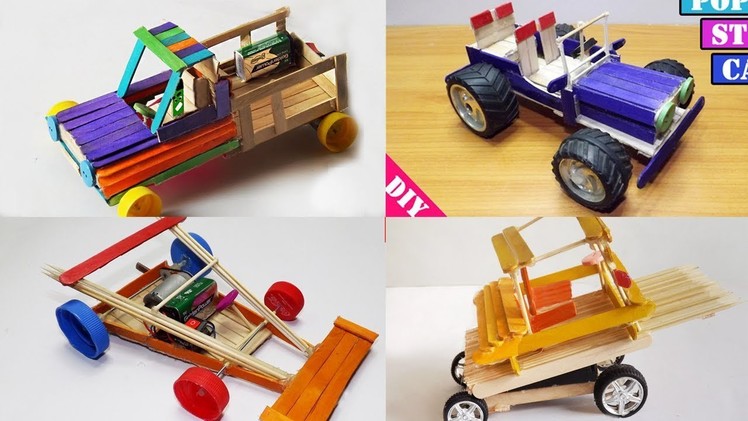 4 Popsicle Stick Car with DC Motor | DIY Toy for Kids - Easy & Quick