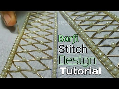 BARFI STITCH DESIGN AARI WORK TUTORIAL | Barfi Stitch aari embroidery | Hand Work