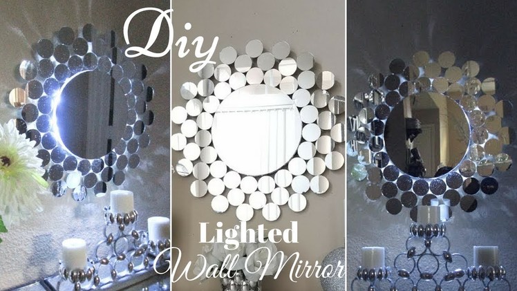 Diy Glam Wall Mirror Decor with inbuilt Lighting!