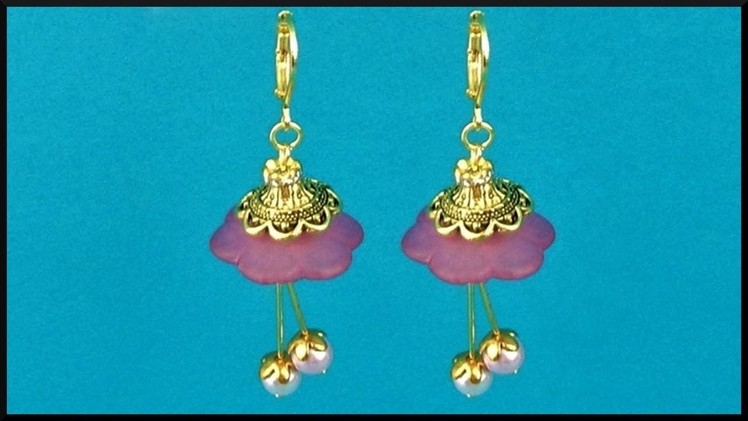 DIY | Perlen Ohrringe | Schmuck basteln | Beaded acrylic flower earrings with pearls | Beadwork