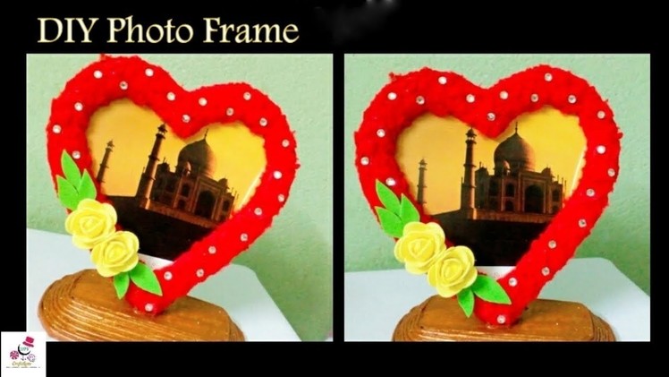 DIY Photo Frame Using Woolen And Cardboard || Valentine's Day Gift Idea || DIY CraftsLane