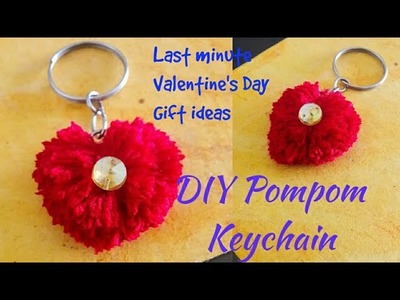 DIY Pom pom heart keychain l Valentine's Day Gift ideas