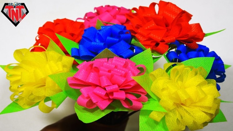 DIY Shopping Bags Flower Sticks || Handmade Flower Sticks || Tote Bags Make Flower