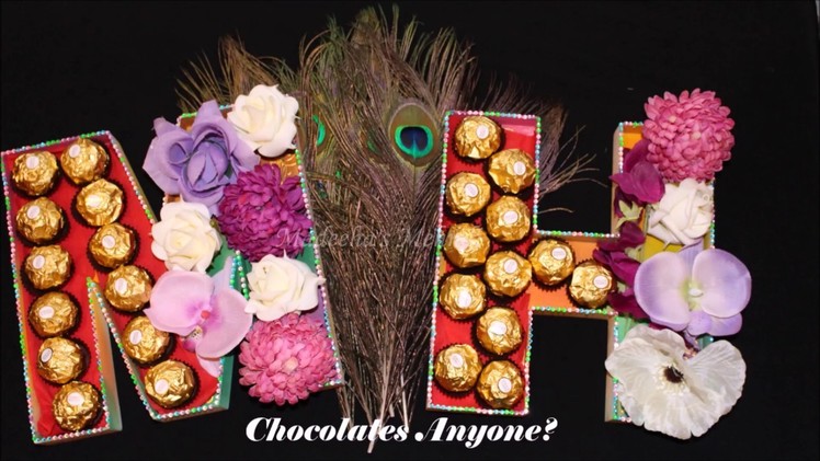 DIY Standing Letters table decor henna party ideas using Fererro Rocher