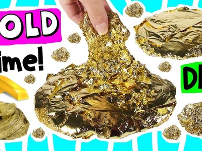 DIY ULTRA GOLD SLIME! Mixing GOLD Leaf Foils & Glitter  into CLEAR SLIME! FUN