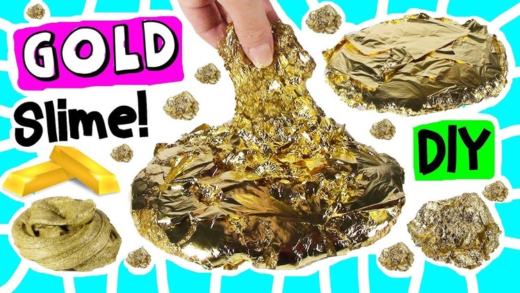 DIY ULTRA GOLD SLIME! Mixing GOLD Leaf Foils & Glitter  into CLEAR SLIME! FUN