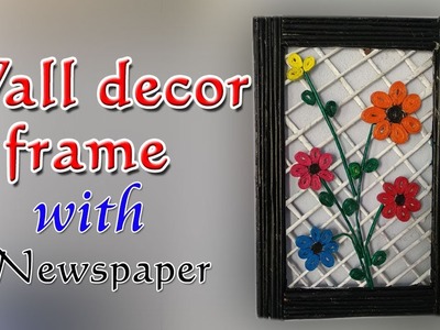 DIY Wall Decor Frame || Newspaper Craft || Kruthi DIY Craft Ideas