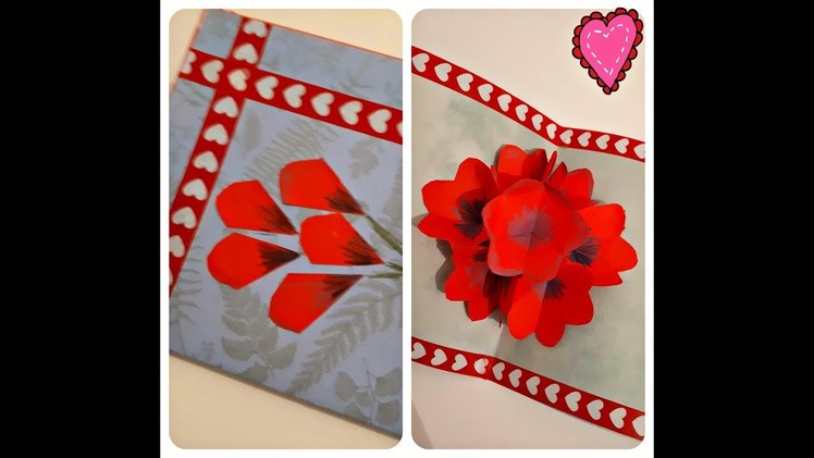 Handmade Greeting Card || Easy Popup Card for Valentine's Day || 3D Floral Card