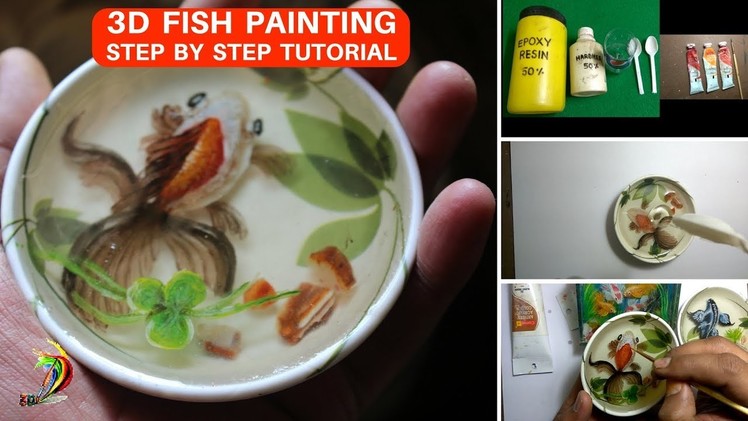 How to draw 3d fish in resin | 3D Goldfish Painting tutorial | Explained with subtitles