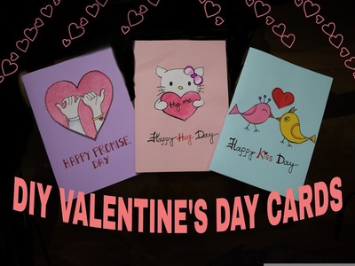 How to make easy VALENTINE'S DAY CARDS l Sweet & Cute Cards l Promise day, Hug day, Kiss day Cards l