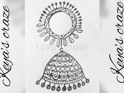 Jhumka earring drawing tutorial for hand embroidery | Hand embodiary design drawing (2018)
