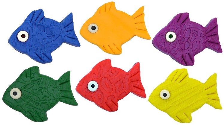 Learn Colors Play Doh Rainbow Fish. How To Make Cute Fish DIY Crafts for Kids Clay Modeling Children