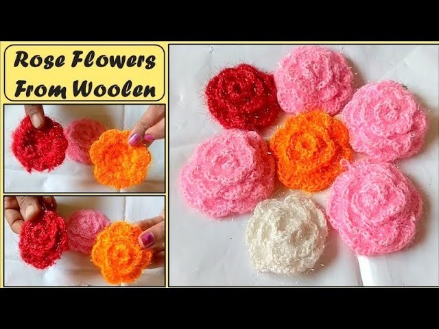 Rose flower from woolen | Roses in different color | easy tutorial