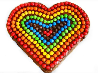 VALENTINES DAY RAINBOW M&M HEART CAKE