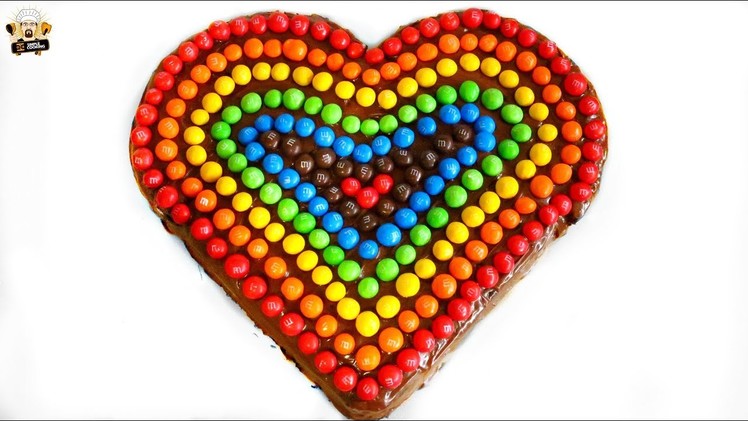 VALENTINES DAY RAINBOW M&M HEART CAKE