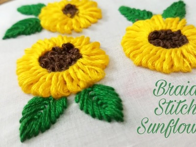 Braided Stitch Sunflower (Hand Embroidery Work)