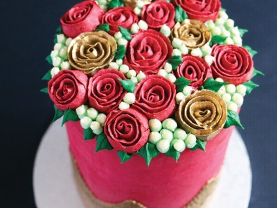 Buttercream Rose Covered Valentines Cake- Rosie's Dessert Spot