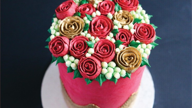 Buttercream Rose Covered Valentines Cake- Rosie's Dessert Spot