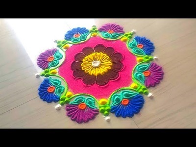 Creative rangoli design.easy,quick & simple rangoli design by Jyoti Rathod