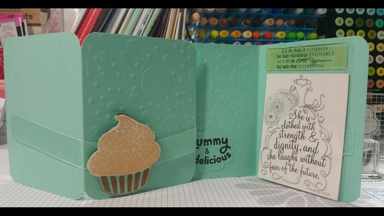 Cupcake Ribbon Slider Flippie Card -Fun Stampers Journey