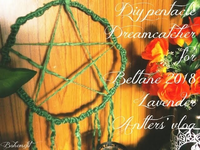 Diy large pentacle Dreamcatcher 'Lavender Antlers' Beltane