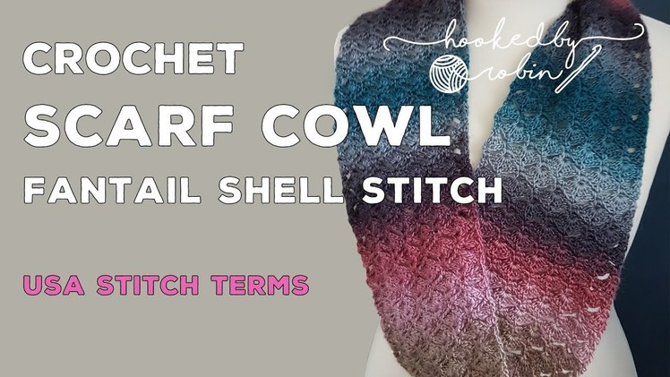Fantail Shell Stitch infinity Scarf. Cowl - free easy pattern tutorial