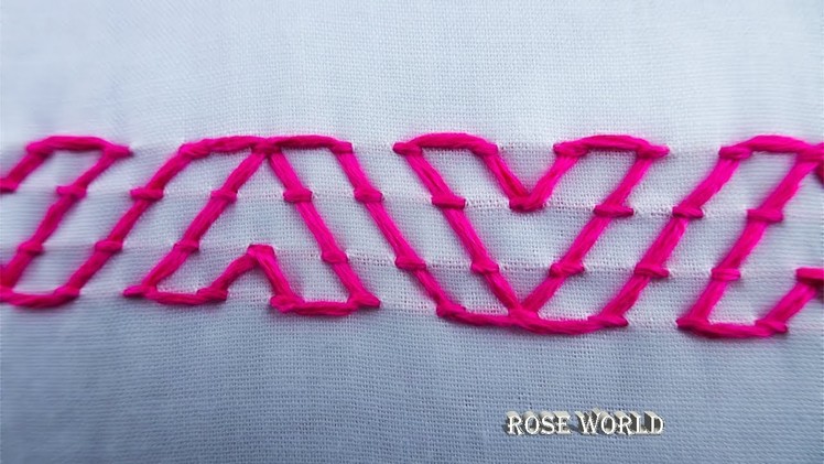 Hand embroidery border line stitch video tutorial|step by step basic embroidery stitch design
