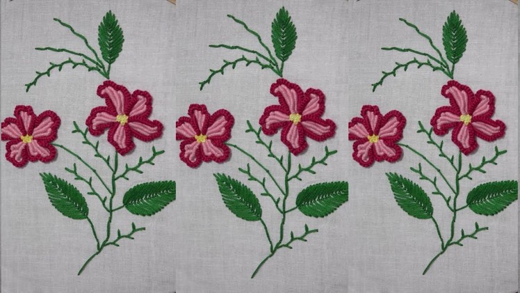 Hand Embroidery : Brazilian Embroidery : Bullion Knot Stitch & Cast On Stitch