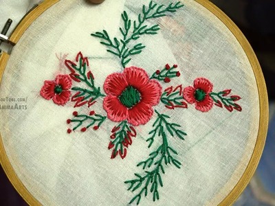 Hand Embroidery Buttonhole & Fly Stitch by Amma Arts