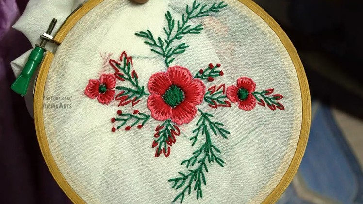 Hand Embroidery Buttonhole & Fly Stitch by Amma Arts