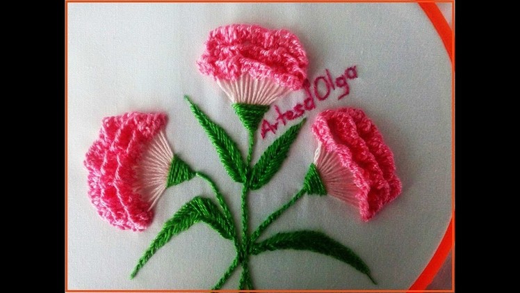 Hand embroidery: Carnation flowers - Step by step | Flores de clavel