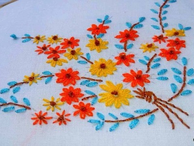 Hand Embroidery:Lazy daisy stitch video tutorial by Naksi  katha