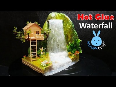 Hot Glue Waterfall mini House Building Tinker Bell's Tree house Tutorial | ทำบ้านน้ำตกของทิงเกอร์เบล