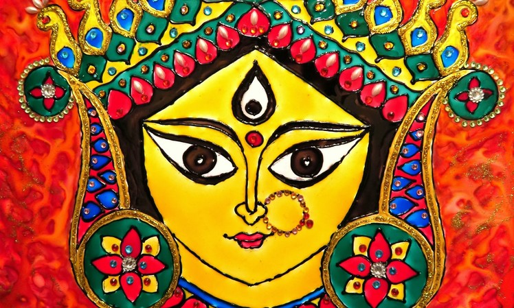 How To Do Glass Painting On Acrylic Board | Durga Art | Detail Step-by-Step Explanation
