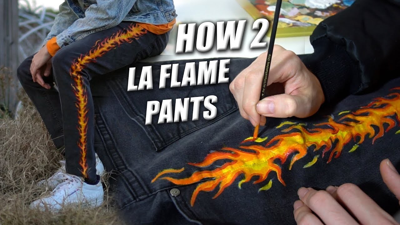 flames on denim