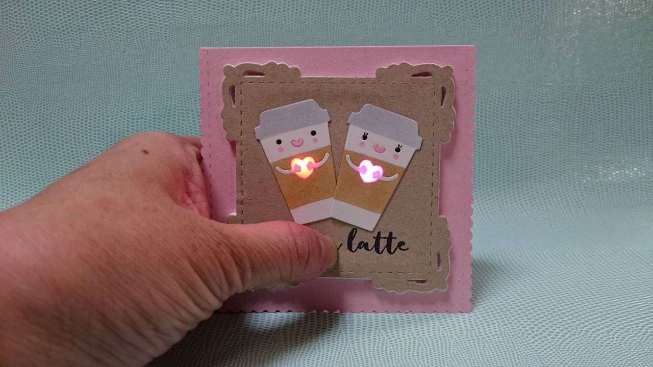 How to make light up coffee couple card.