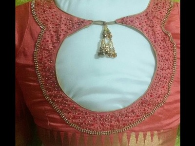 Latest blouse back neck design tutorial.simple & beautiful  hand embroidery work