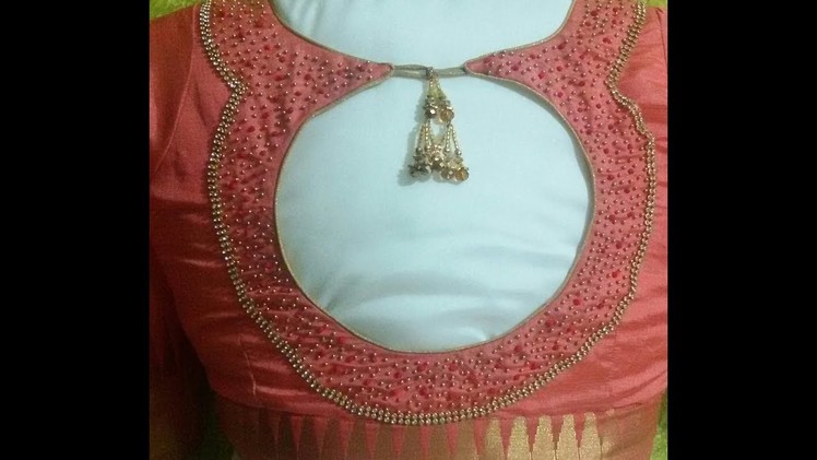 Latest blouse back neck design tutorial.simple & beautiful  hand embroidery work